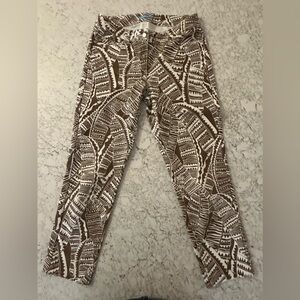 J. McLaughlin Brown and White Patterned Pants